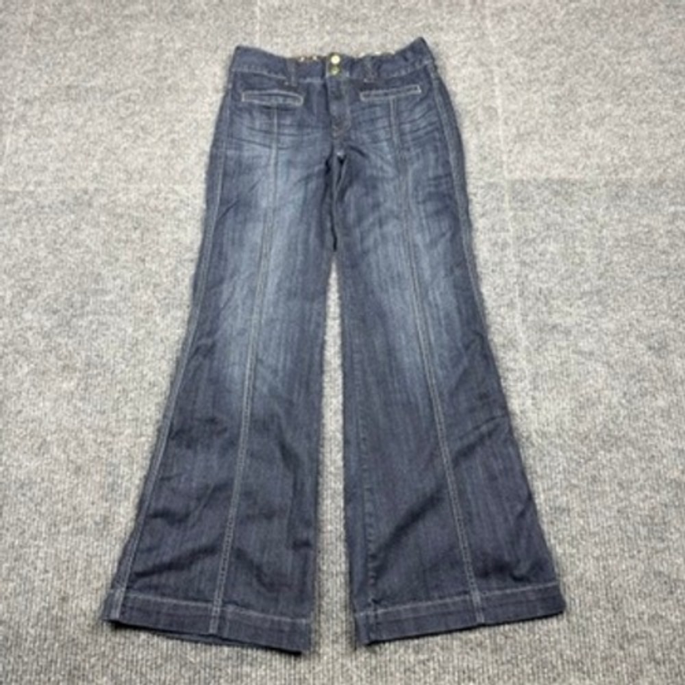 X2 Quality Denim Womens High Waist Wide Leg Jeans Dark Wash Size 6 RN55285